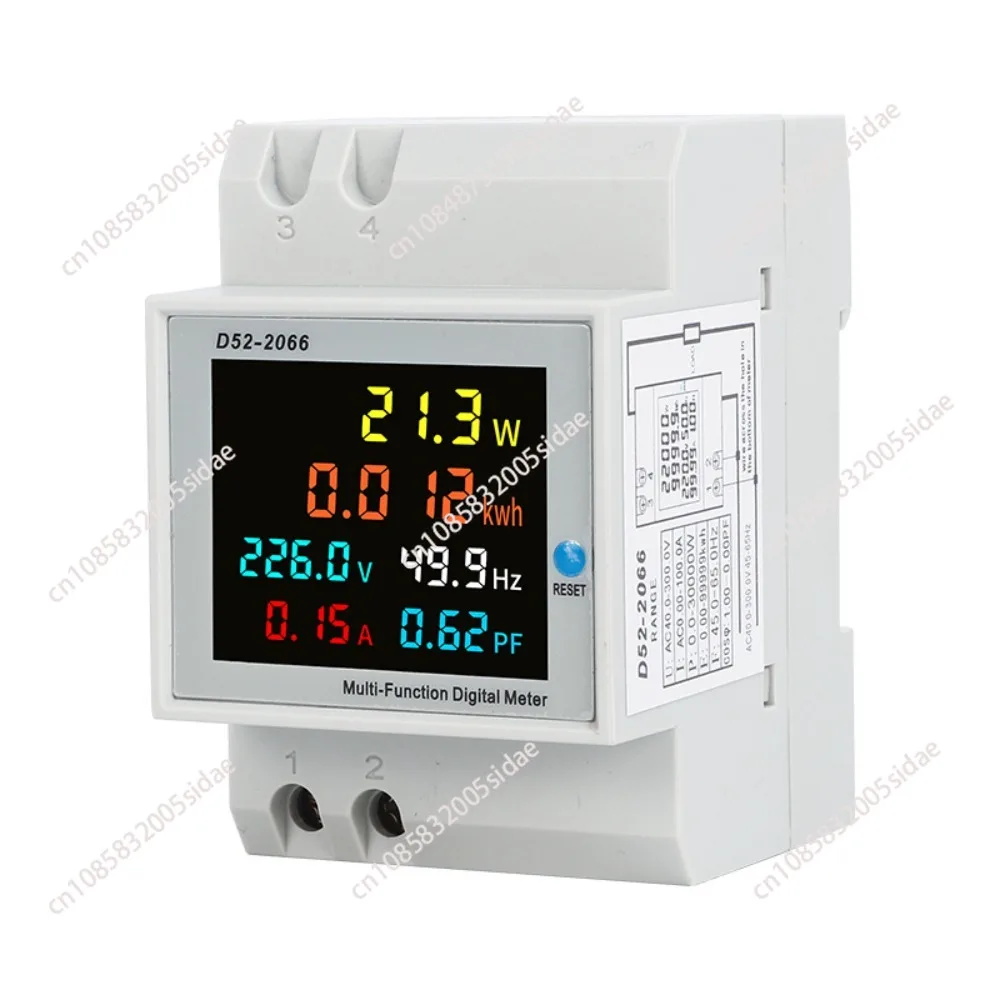 Tuya WiFi Home Digital Display Electricity Meter DIN-Rail Voltage and Current Meter Power Factor Frequency Metering Meters