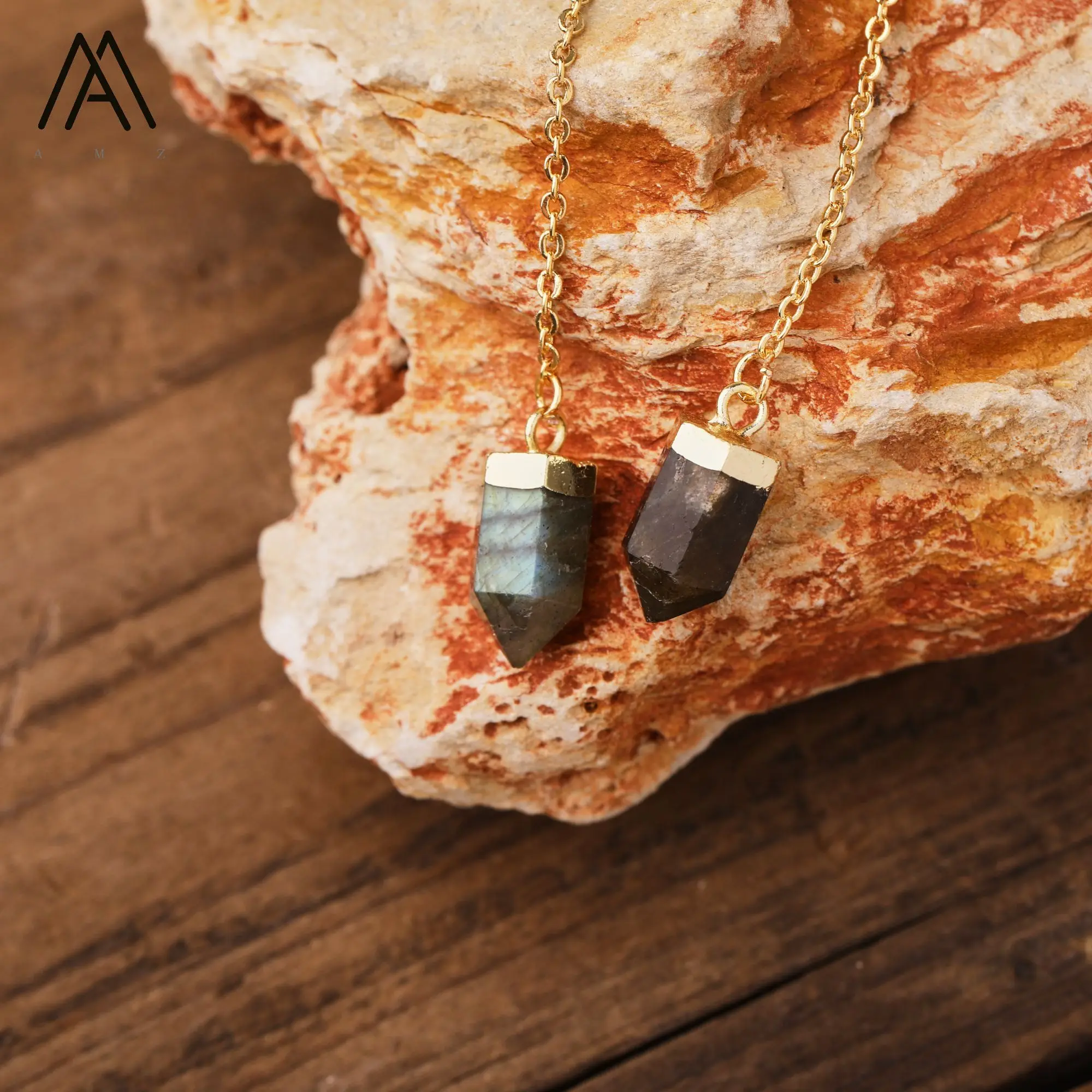 Minimalist Earrings Natural Stone Amazonite Amethyst Healing Crystal Point Quartz Wire Earring Romantic Jewelry