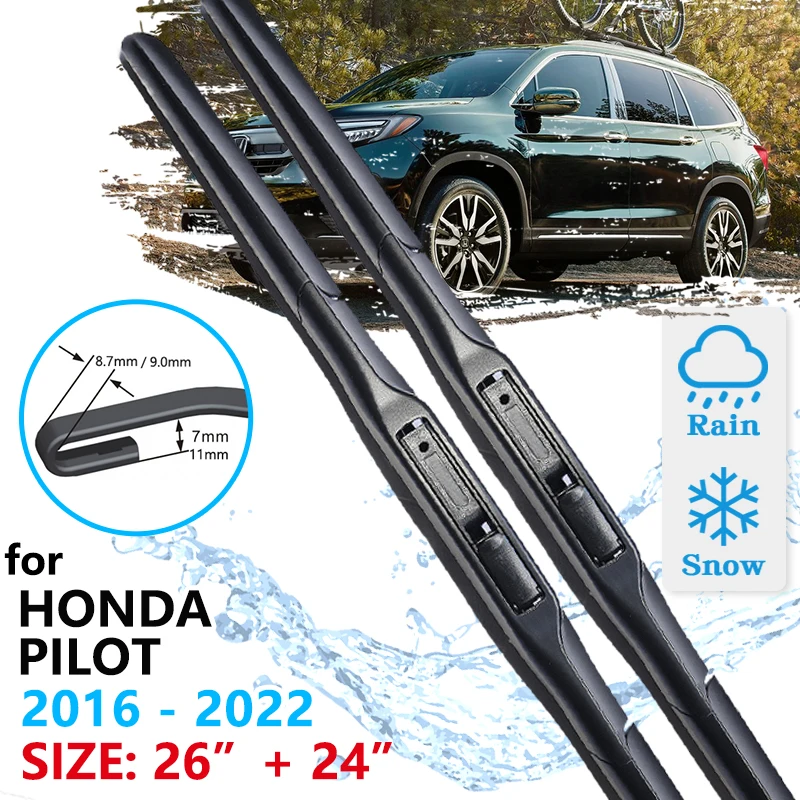 Car Front Wiper Blade For Honda Pilot YF5 YF6 2016 2017 2018 2019 2020 2021 2022 Windscreen Windshield Window Wipers Accessories