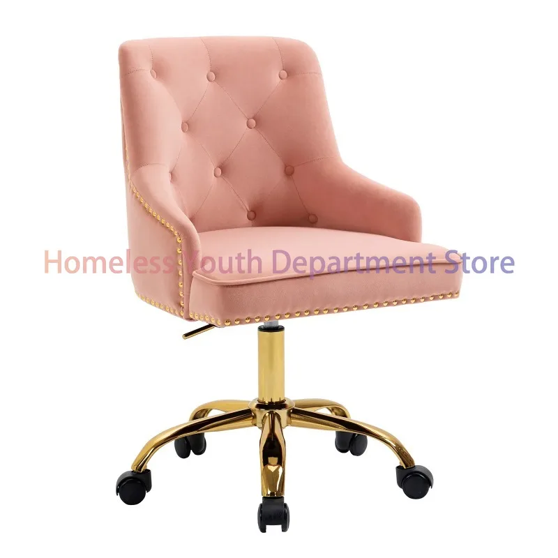 

Modern Mid-Back Tufted Office Adjustable Height Computer Chair Velvet Soft Vanity Chair with Rivet and Arm Support Furniture