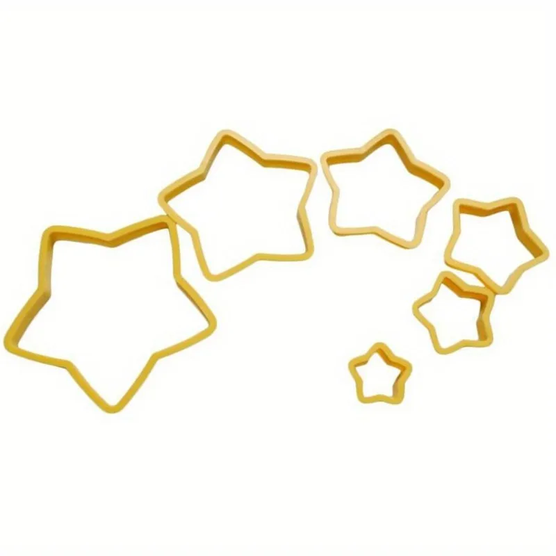 6pcs/set Five-pointed Star Shape Cookie Cutter 3D Christmas Tree Cookie Cutter Mold Cake Decoration Tool DIY Baking Mould
