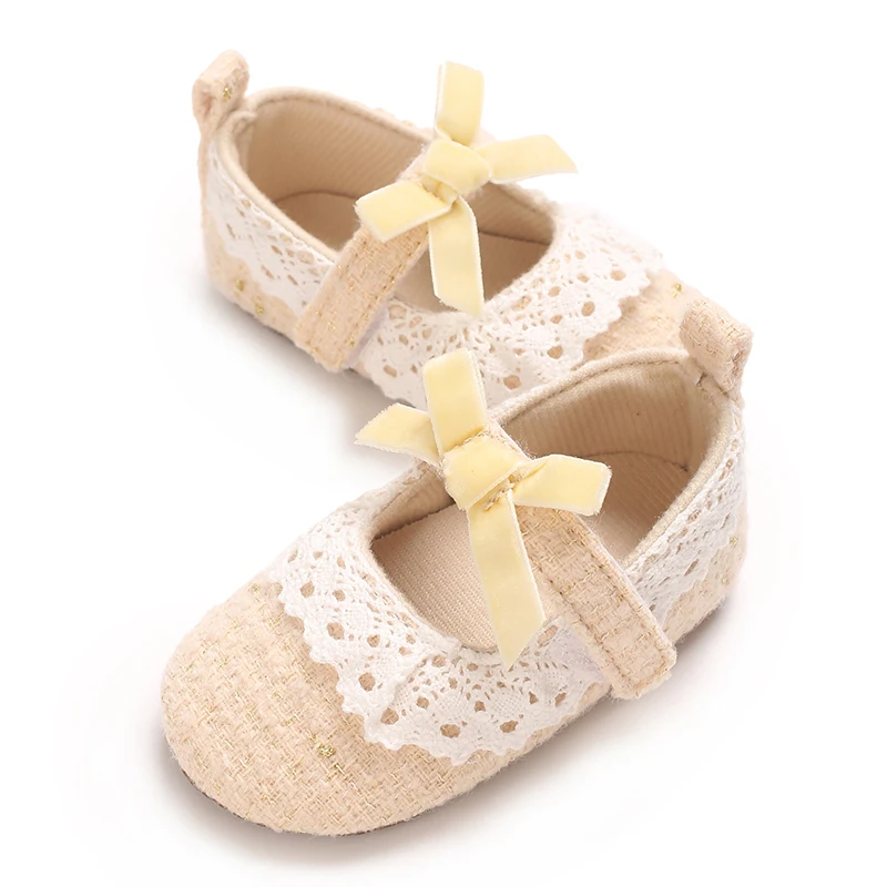 

Cute White Lace Children's Shoes Princess Shoes Walking Shoes Butterfly Bow Cotton Soft And Comfortable Suitable For 0-18M