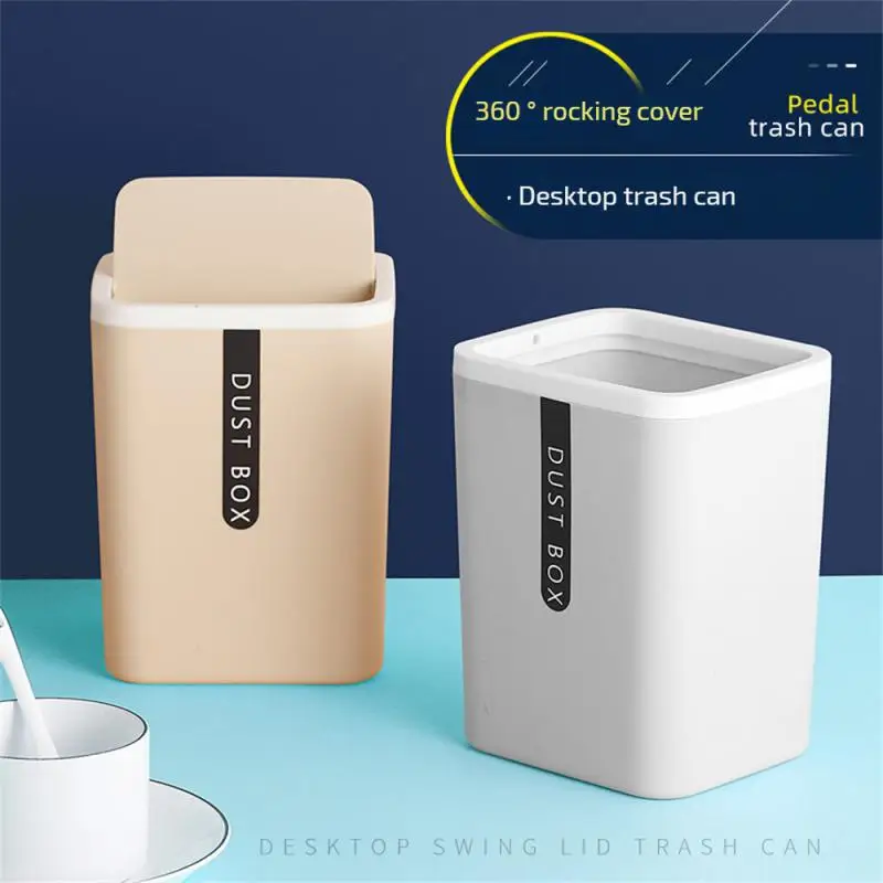 Mini Waste Bin Trash Can Household Office Storage Accessories Poubelletbin Desktop Garbage Basket Table Roll Swing Lid Hous