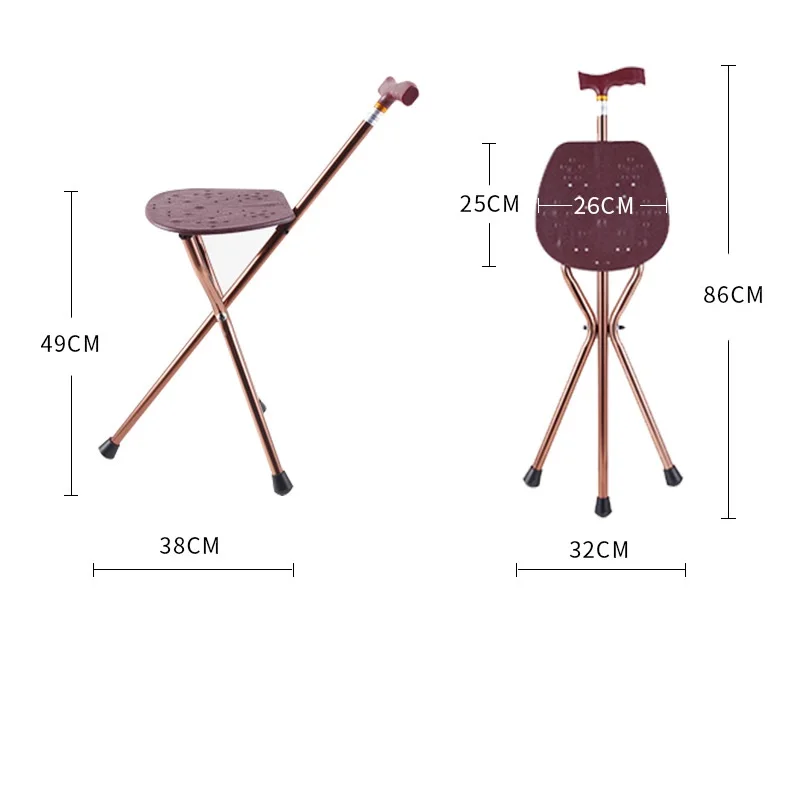 Foldable Adjustable Cane Seat Aluminum Alloy Crutch Stool Walking Sticks With Seats For Elderly Seniors