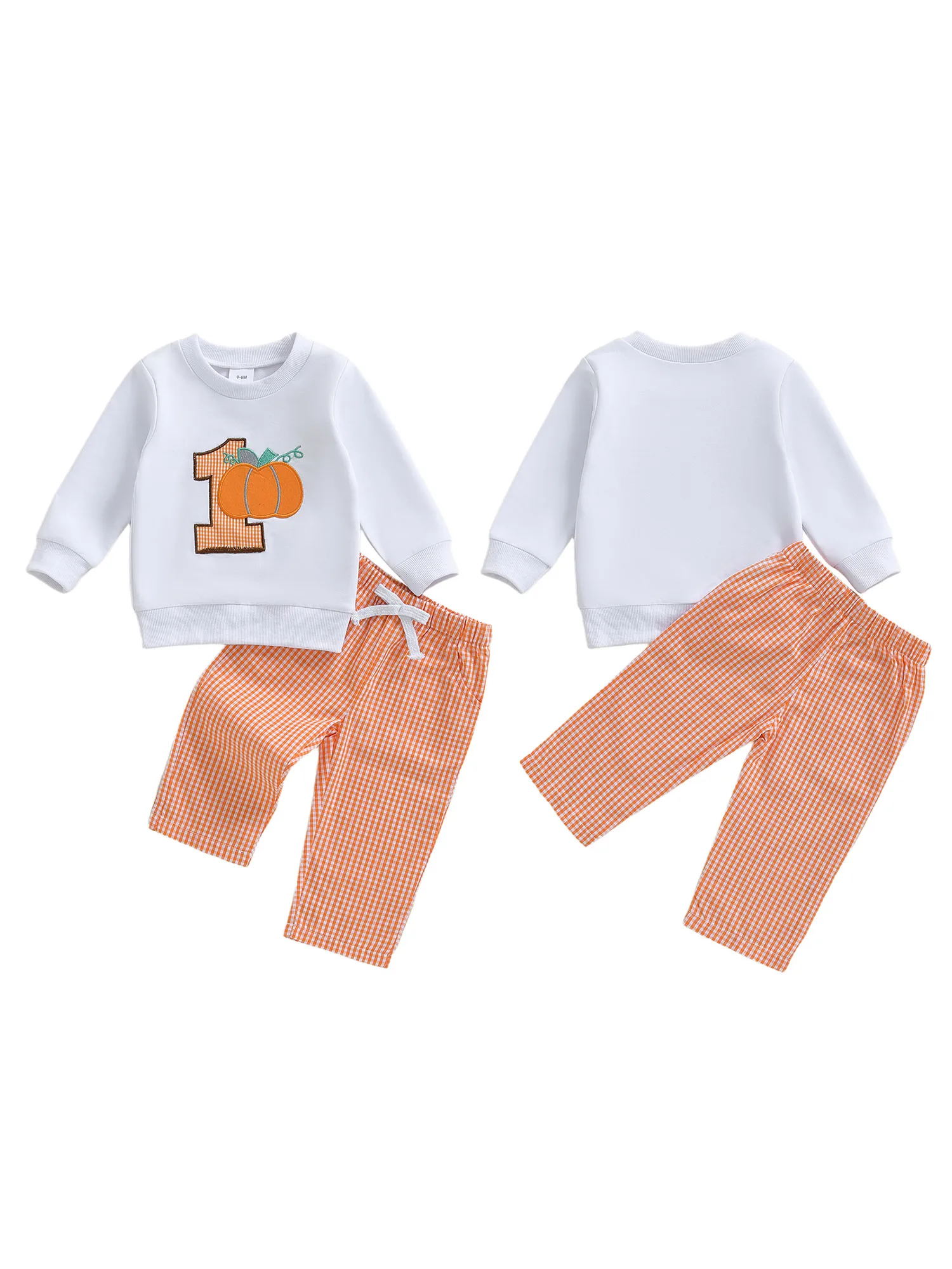 

Осенний ансамбль из двух предметов для маленьких мальчиков: толстовка с тыквой и брюки с длинными рукавами для уютного тепло