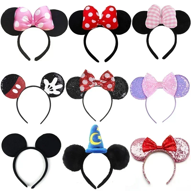 DIY Minnie Mouse2024Headband for Women and Girls Ears Party Hairband Hair Accessories Festival Disney-Classic Dot Bow Large Size