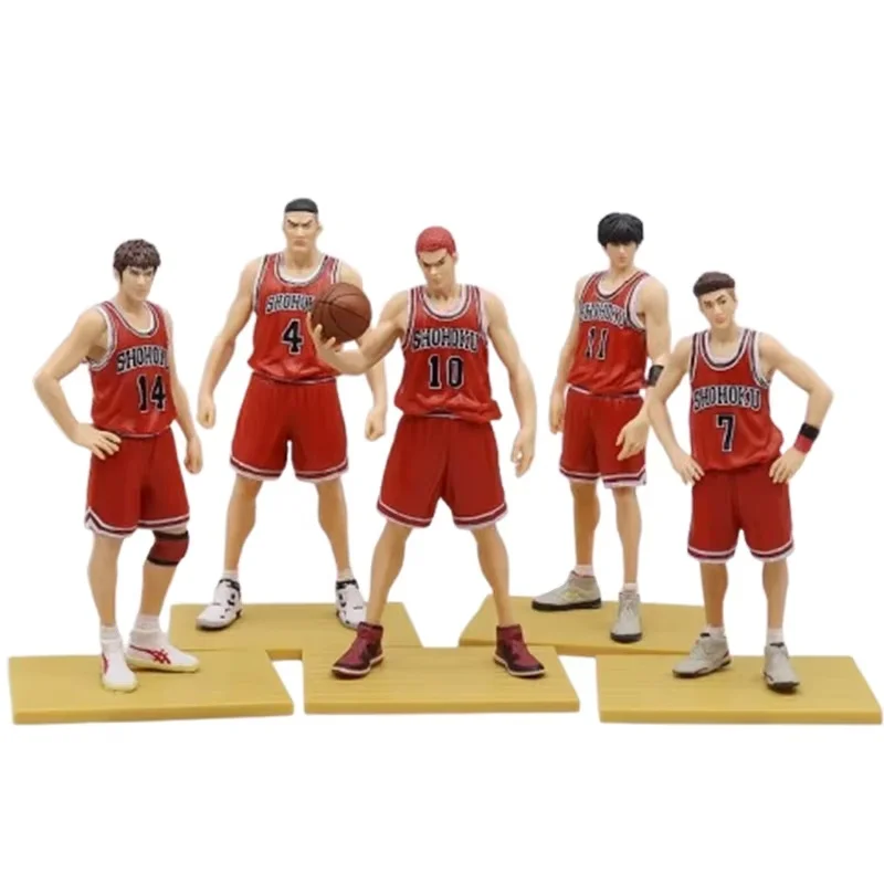 

5 шт. Slam Dunk Фигурка аниме Sakuragi Hanamichi Hisashi Mitsui Ryota Miyagi Takenori Akagi Figuras Toys 17 см Модель в подарок