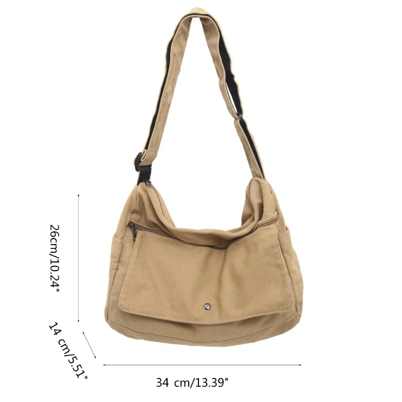 E74B Bolso hombro lona moderno para mujeres y niñas, bolso mano versátil para viajes escolares