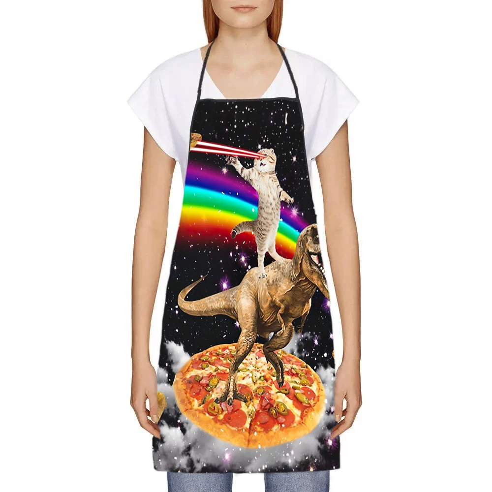 68X95cm Unisex Space Pizza Cat Meme Bib Apron Adult Women Men Chef Tablier Cuisine for Cooking Kitchen Funny Animal Baking