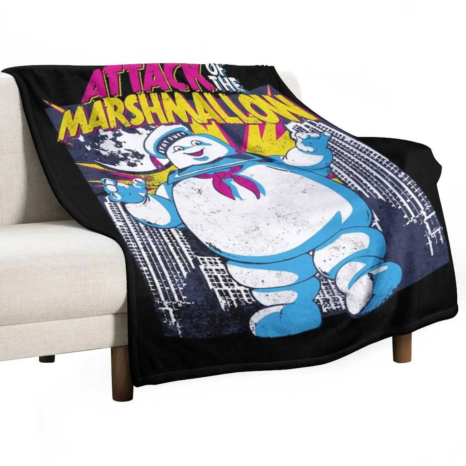 

A.ttack Of The Marshmallow - Ghostbusters Throw Blanket Beautifuls for babies christmas gifts Comforter Blankets