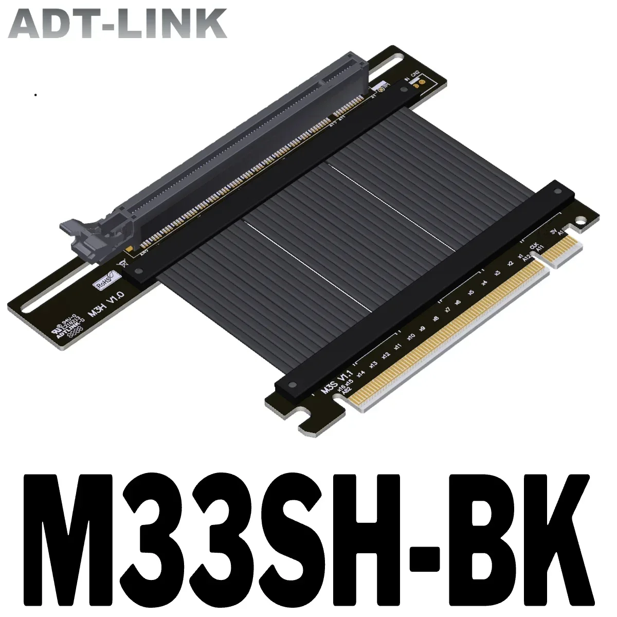 ADT-Link PCI-E 4.0 X16 Riser Cable GEN 4 Graphics Video Card Flat Extension PCI Express 4.0 16X Universal Gaming ATX GPU Chassis