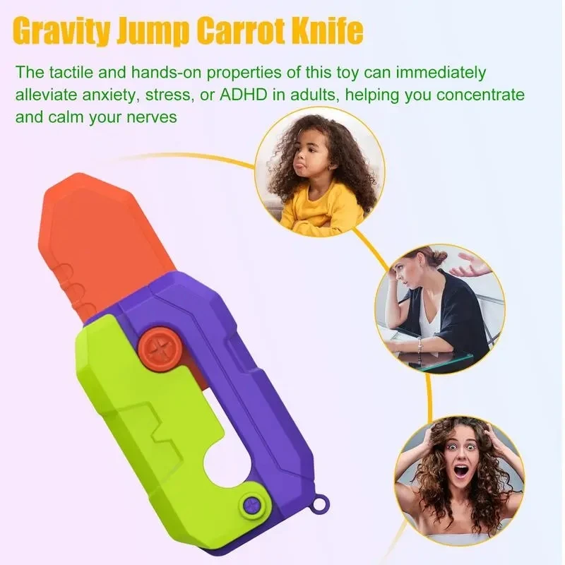 Fidget Knife Toy 3D Printing Fidget Knife Toy Funny Plastic Carrot Knife Toy  For Anxiety Relief Toy Gift