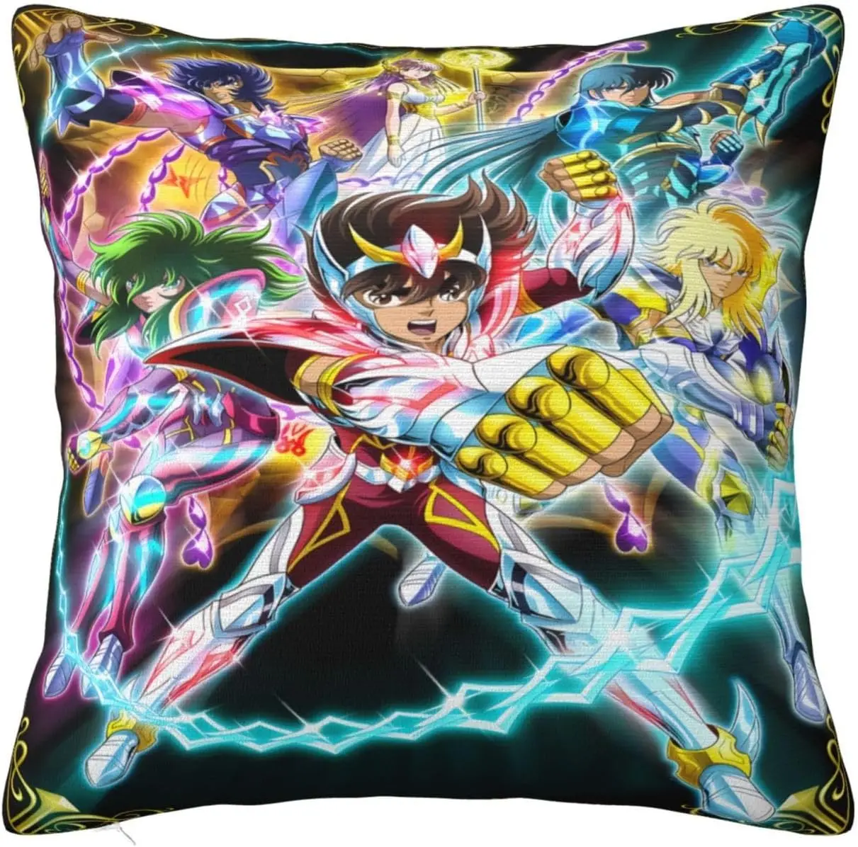 Anime Saint Seiya Pillow Cases Throw Pillow Covers Square Soft Decorative Pillowcases for Living Room Bedroom Sofa Cars