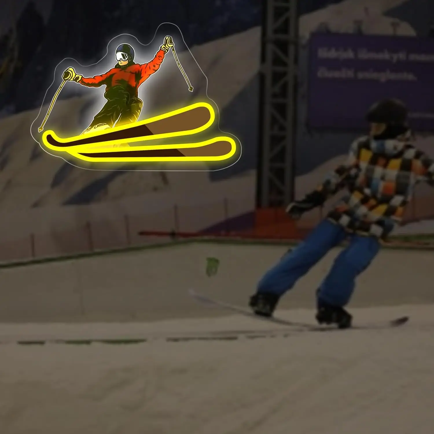 حار بيع مخصصة مصباح ليد النيون التزلج شعار جدار ديكور لبار الزفاف حانة الصالة الرياضية ملعب الأعمال بناء الإعلان #2