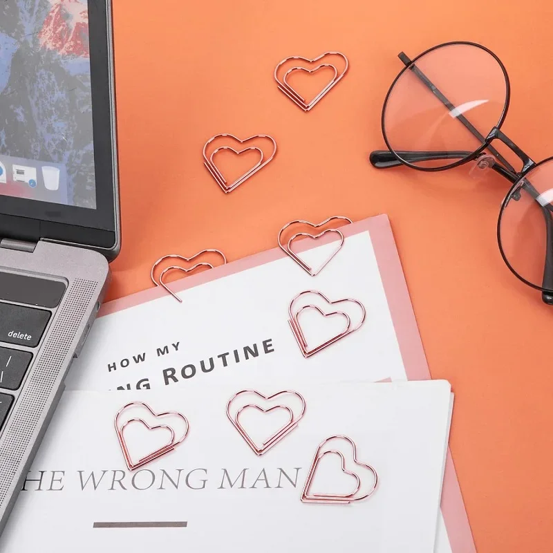 50 Stuks Metalen Paperclips Harten Mini Bindmiddel Clip Bladwijzer Boek Binding Note Decor Briefpapier School Kantoor Bindtoebehoren