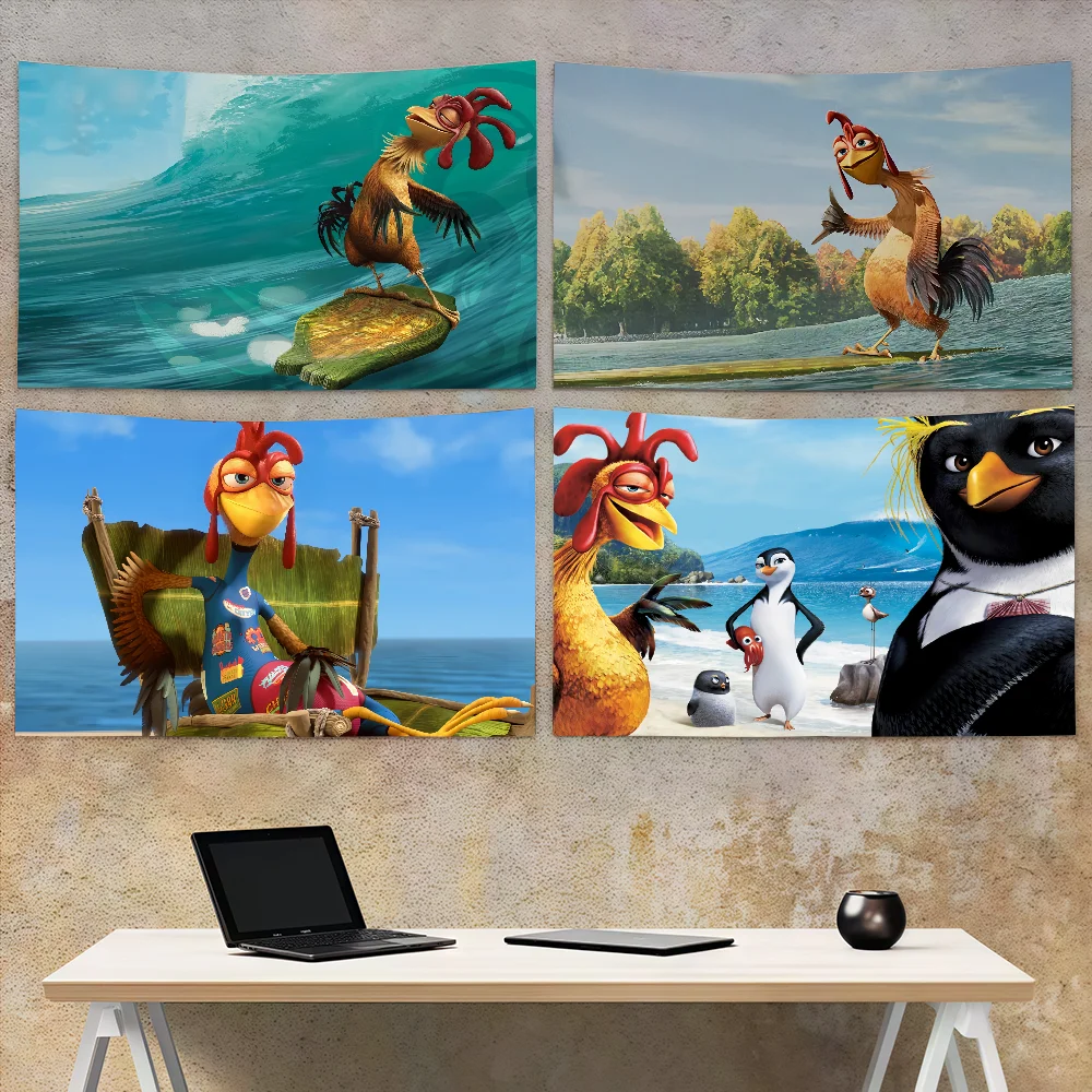 Funny Chicken Joe Cartoon Surfs Up flag Decoration Art Picnic Party Home Hanging Camping Outdoor Party Banner