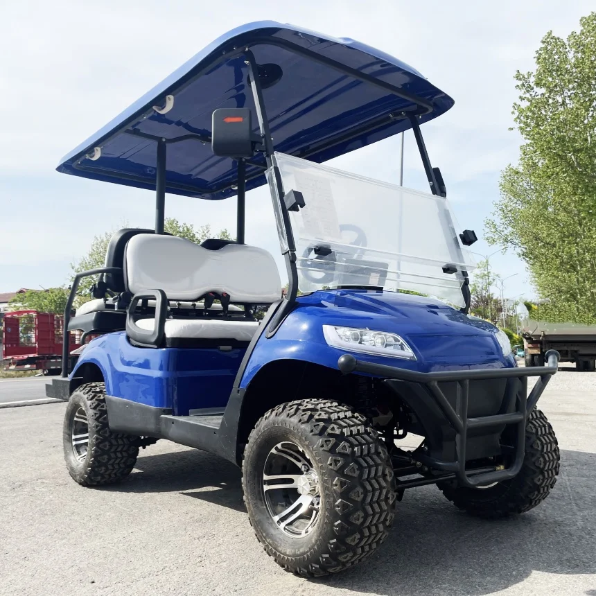 

Luxury Street Legal 2+2 Seater Electric Car 200W Solar Panels Powered Disc Brake Touch Screen Multi - Media Electric Golf Cart