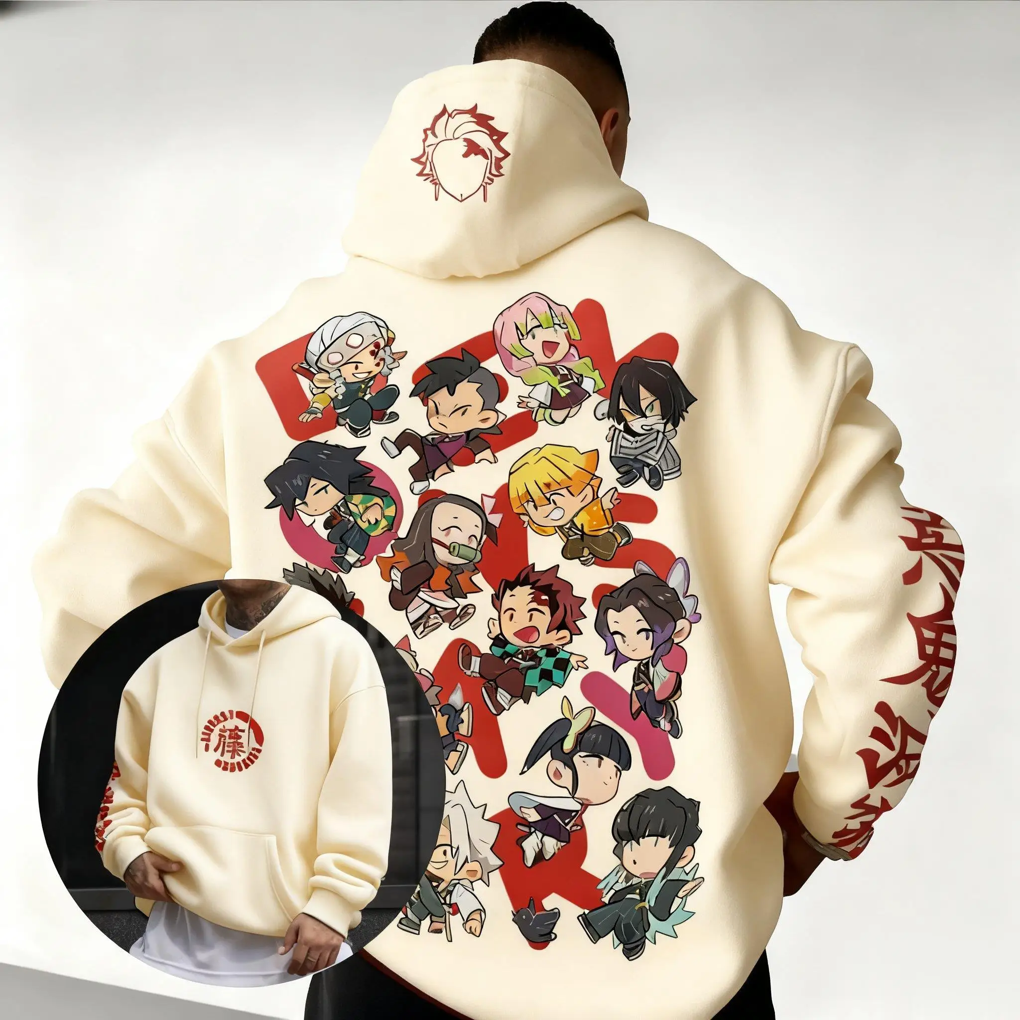 

Цельная толстовка с капюшоном в стиле аниме для женщин и мужчин, пуловер, куртка Y2k, уличная одежда, осень-зима, новый свитшот, топы с длинными рукавами, винтажные большие размеры