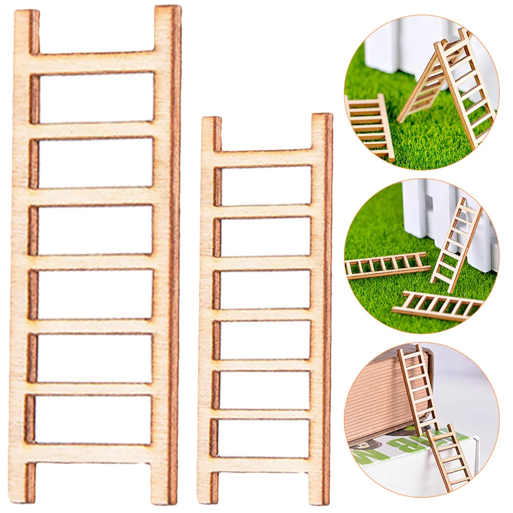 40 Pcs Wooden Stairs Step Ladder DIY Craft Accessory Micro-landscape Adornment Mini Ladders Miniature Ornaments