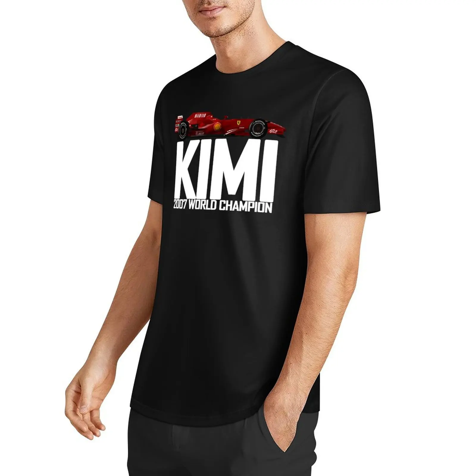 Kimi Raikkonen - F2007 World Champion Text T-Shirt graphic tee shirt quick-drying outfits for men