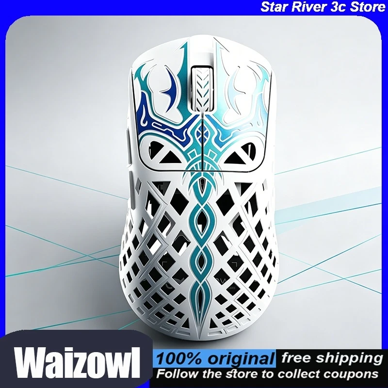 Mouse Sem Fio Ergonômico WAIZOWL TRIAINA com Sensor 3950, Bateria Nordic 54L15 4C e Micro Switch Óptico TTC para Jogos Valorant FC