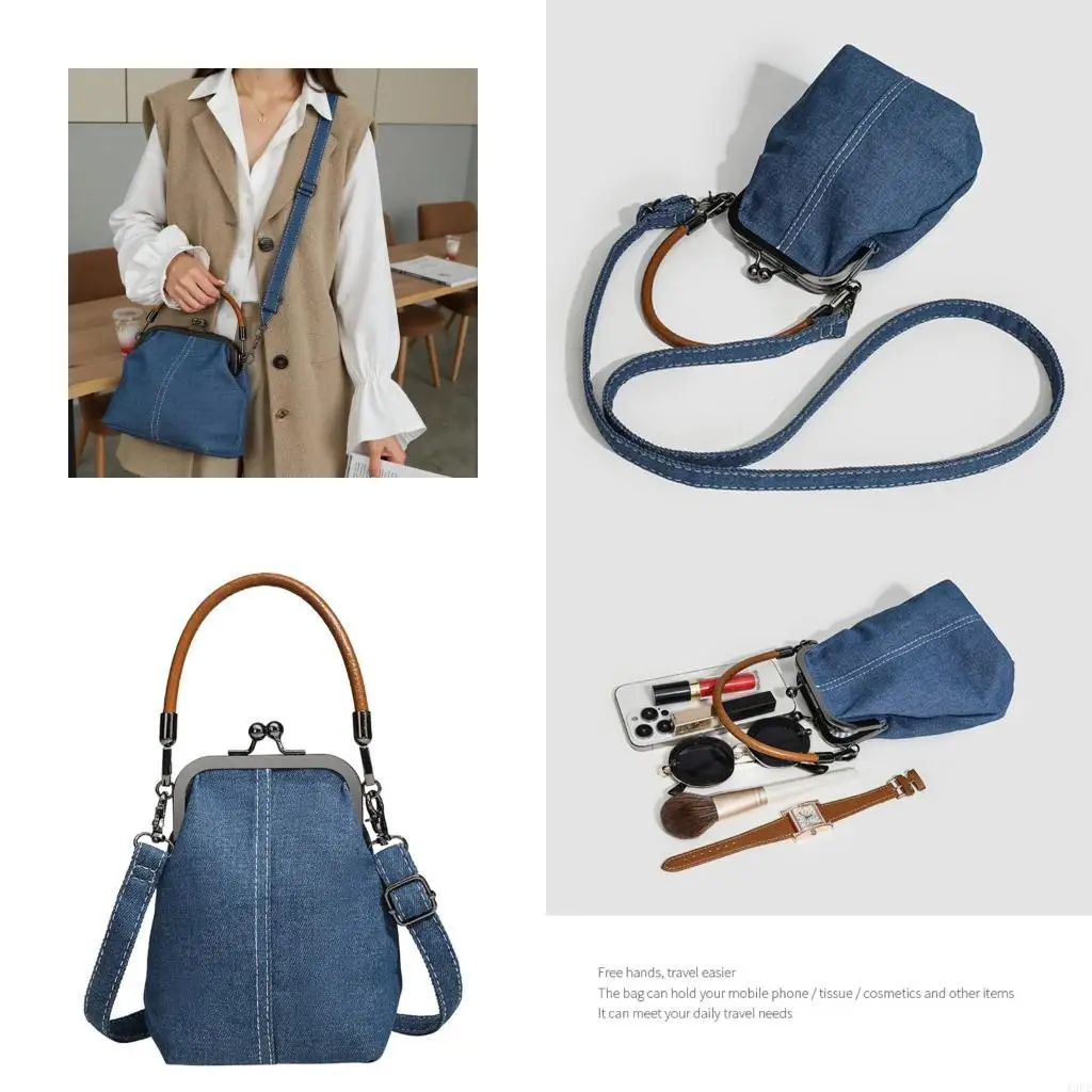 

Women Top Handle Handbag Fashion Crossbody Bag Kiss Lock Shoulder Bag Phone Bag