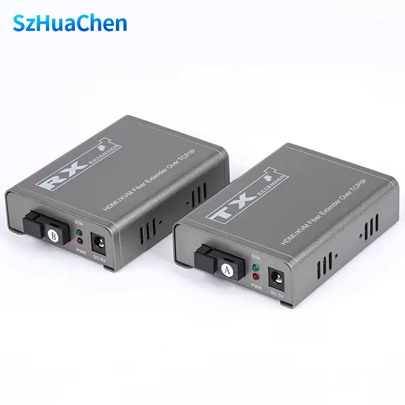 20Km HDMI KVM Extender over Optic Fiber Cable HDMI USB KVM Extender Transceiver Audio Video Converter Support USB Keyboard Mouse