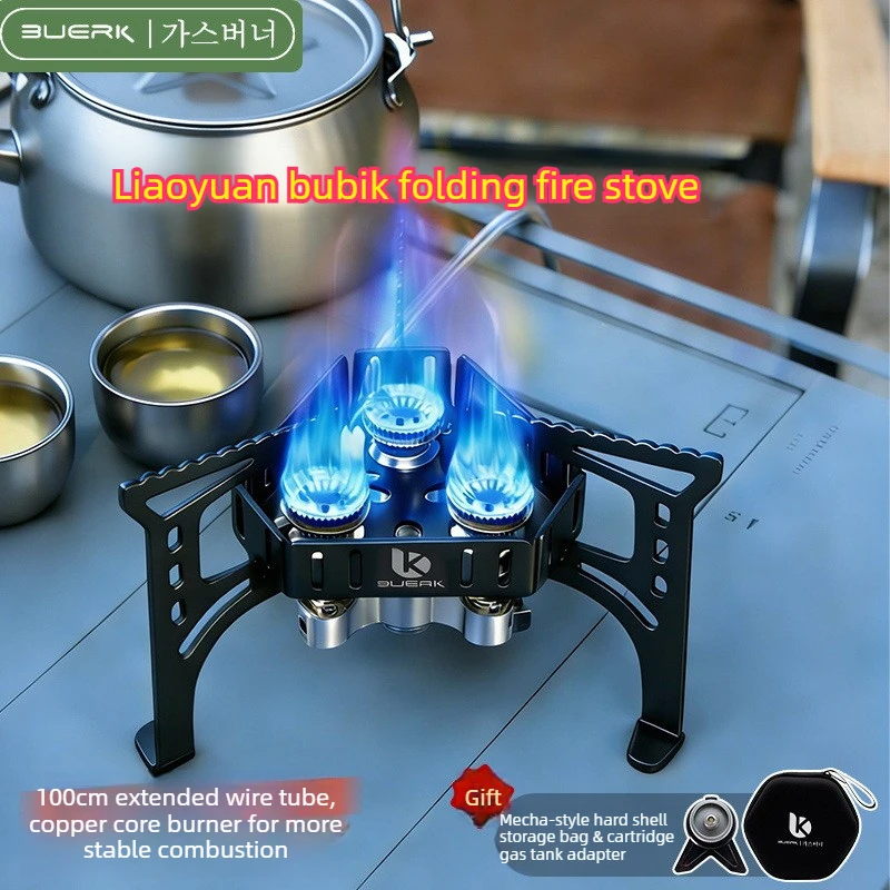 

3 Heads Gas Stove Tourist Camping Burners Folding Backpacking Furnace 6500W Outdoor Hiking Picnic BBQ Cooking Equipment