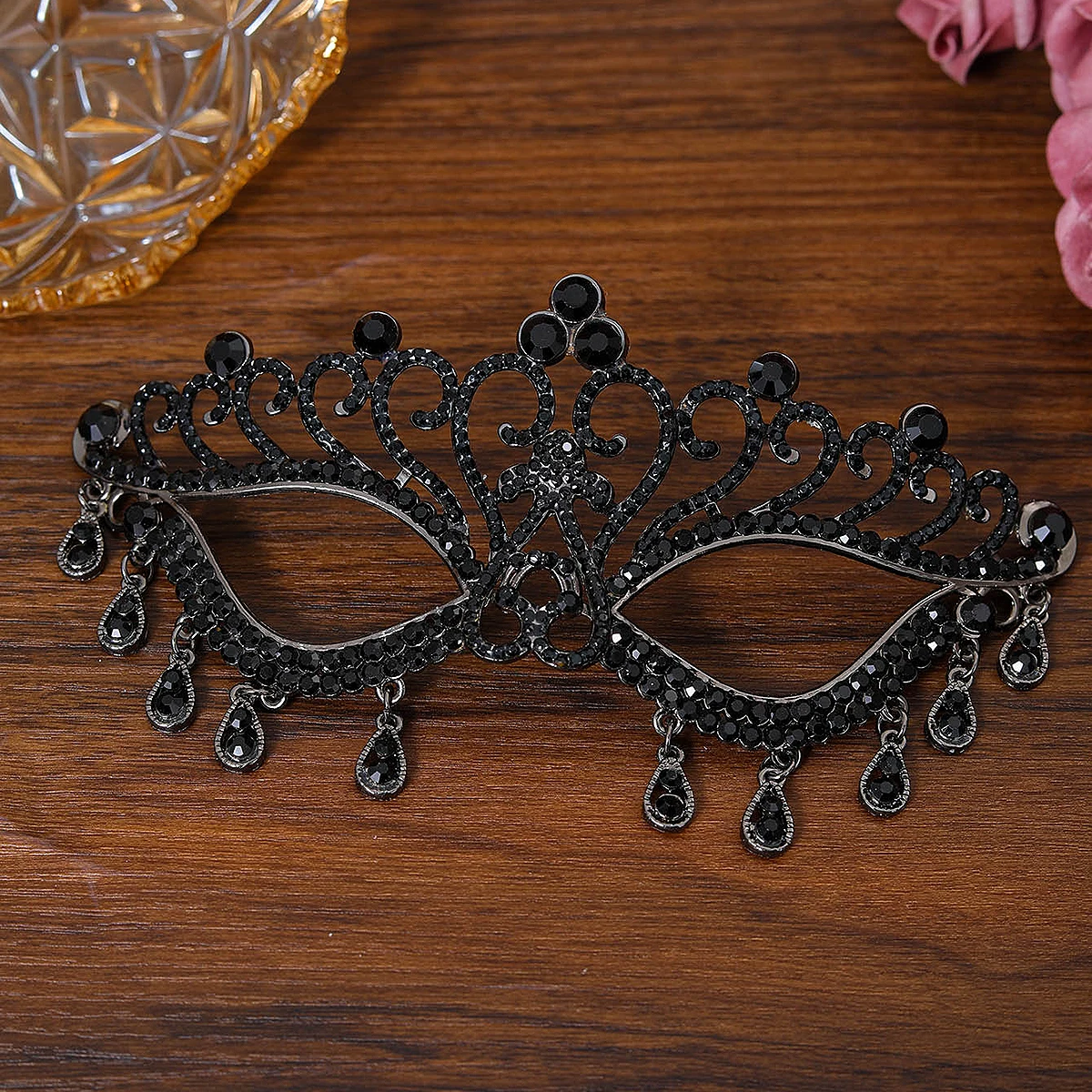 Fashion Crystal Rhinestone Bridal Mask Wedding Accessories For Women Bride Dancing Party Tassel Masks Banquet Accessories image 3