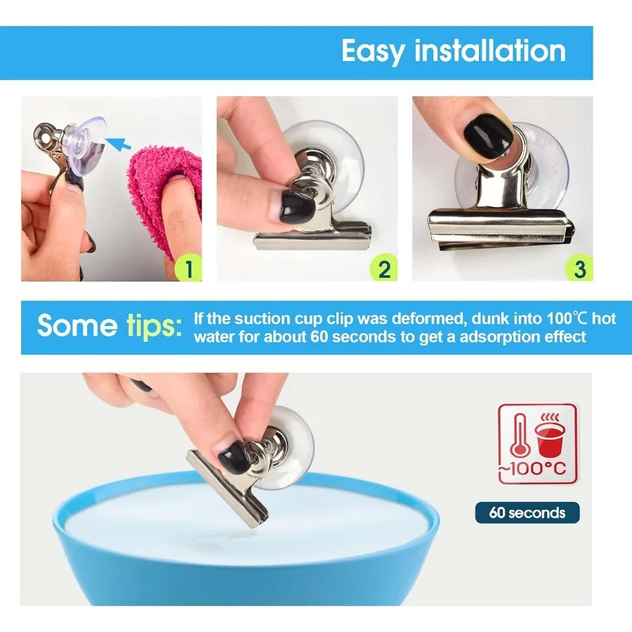 Suction Cup Clips for Windows 12Pcs Suction Clips Clear Suction Cup Clamp Holder Suction Cups with Clips for Home and Office