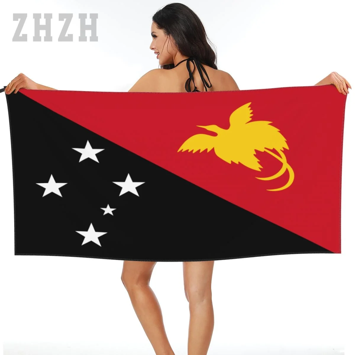 

More Design Papua New Guinea Flag Emblem Bath Towel Quick dry Microfiber Absorbing Soft Water Breathable Beach Swimming Bathroom