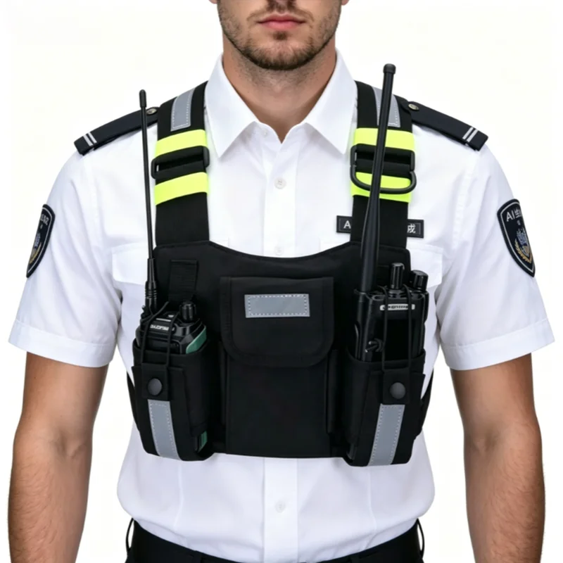 Funda de pecho reflectante para radios bidireccionales, tipo chaleco, para walkie-talkies, con soporte de hombro, para envío directo.