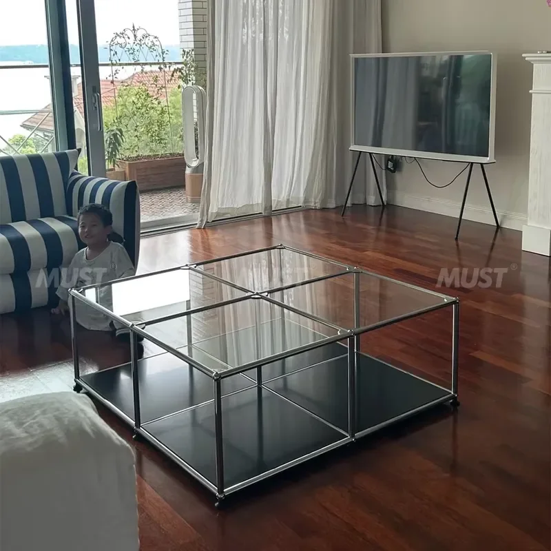 Modular Stainless Steel Metal Storage Cabinet System Modern Free Combination Panel Coffee Table Suitable for Living Room