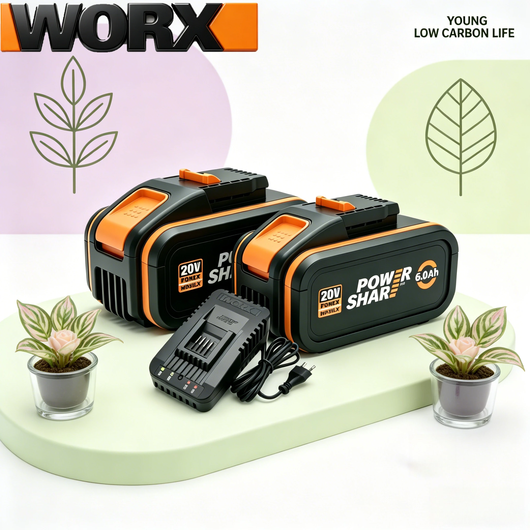 

Original Worx 20V 10Ah High Capacity 18650 Battery WA3551 WA3553 WA3575 WA3572 Replacement for Worx WG155 WG251 WG540 Tools