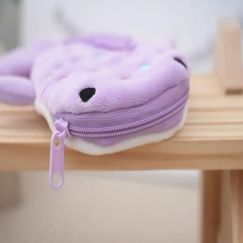 Práctico y lindo monedero de mini ballenas de tiburón azul, bolso de cambio con cremallera para mujer y bolsa para llaves de auriculares