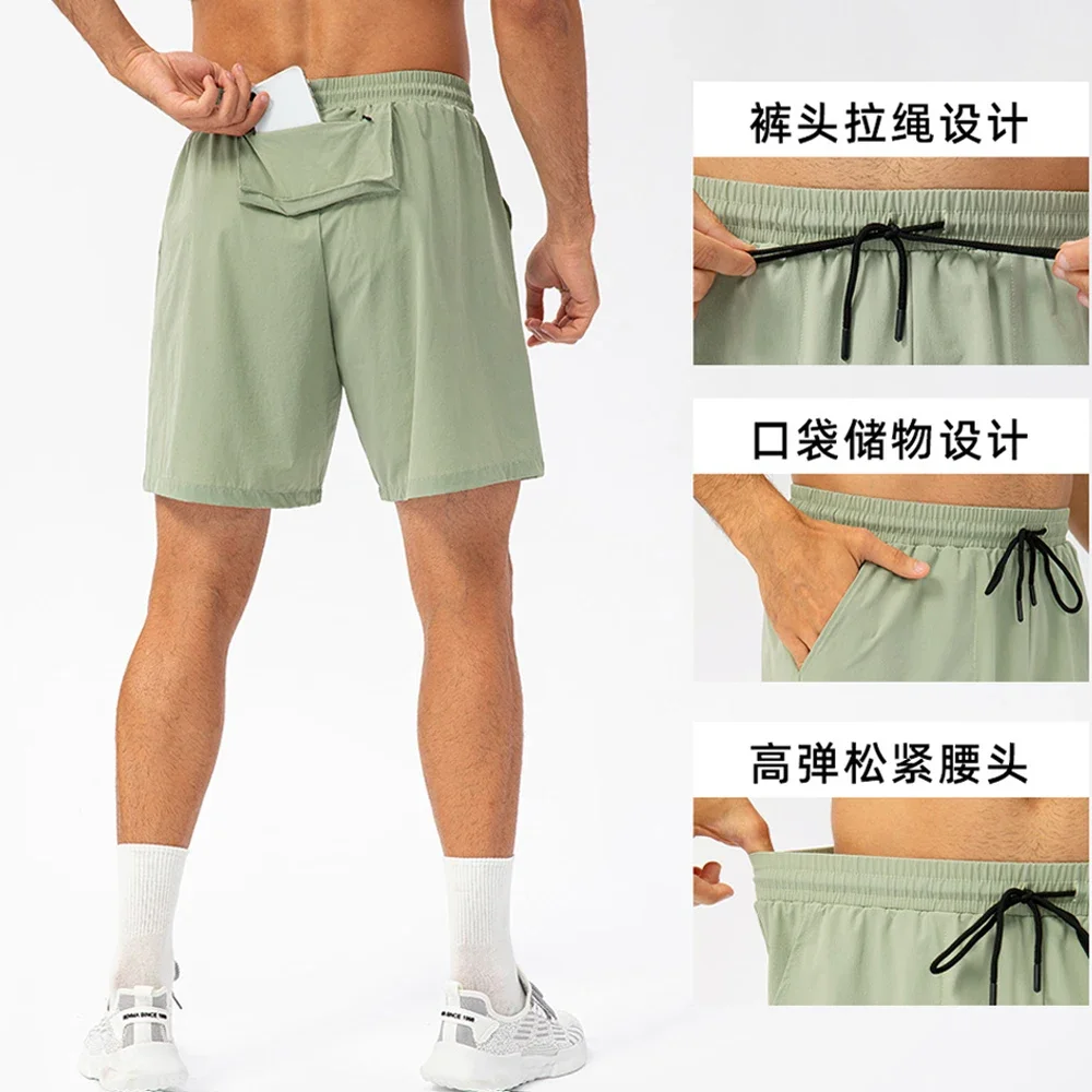 Drawstring Casual Shorts Quick Dry Sports Shorts Swim Surfing Beachwear Shorts Running Men's Clothing with back pocket