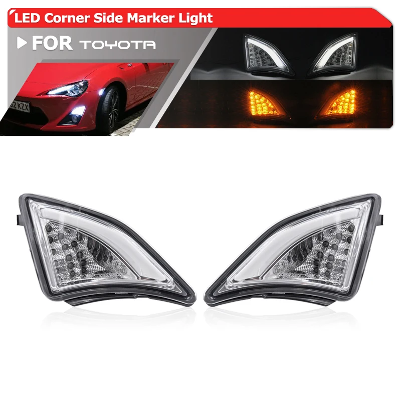 Canbus Fits For Toyota GT86 FT86 Scion FR-S 2013- Front Corner Amber Led Turn Signal Lights White Led Running/Position Light