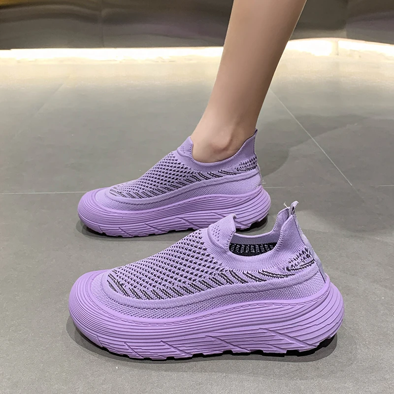 Summer Breathable Mesh Casual Shoes for Women New Korean Style Thick-soled Height-increasing Women's Shoes Lazy Kicks