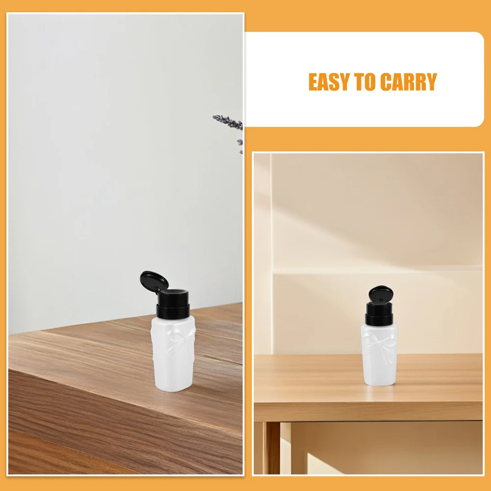 2Pcs Stylish Bowknot Nail Polish Remover Pump Bottle Secure Lock Travel Portable Makeup Cleaner Dispenser Makeup Cleaner Bottle
