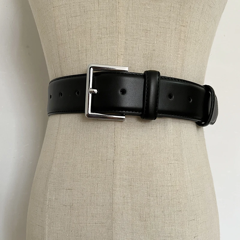 Ceinture de décoration en cuir véritable pour femmes, Corsets, large, à la mode, noir, TB2871