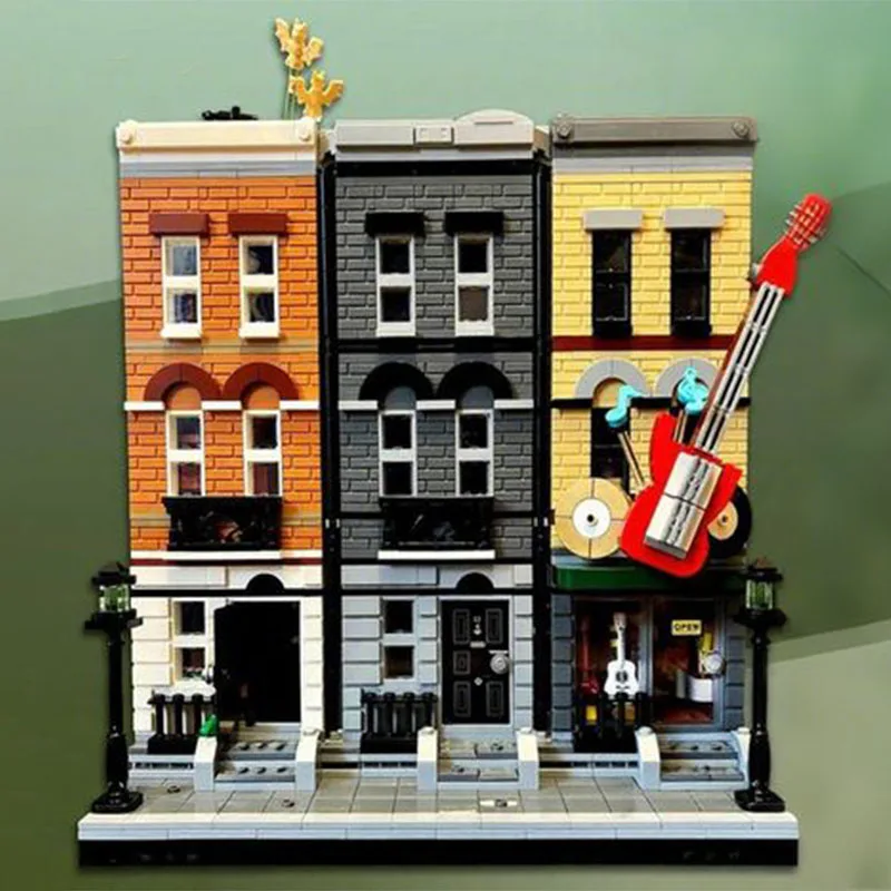 

4147 шт. MOC Grimmauld Guitar Shop Townhomes и музыкальный магазин модульные строительные блоки Рождественский подарок вдохновляет неограниченное количество творчества
