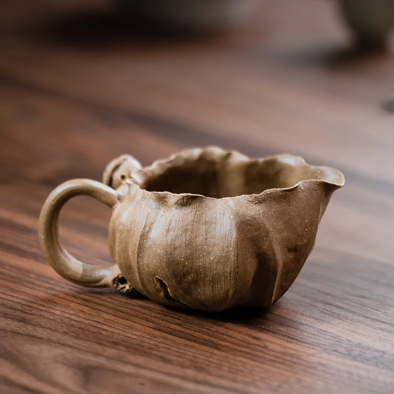 خام الخام الأرجواني الرمال بيونيك لوتس ليف معرض كوب الإبداعية اليدوى موزع الشاي طقم شاي صغير كوب اللوتس المنزلية مع الديكور