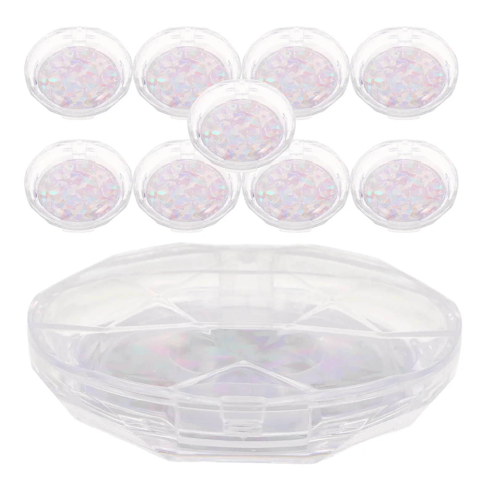 10Pcs Eyelash Case Round Elegant Acrylic Plastic Lash Container for Eyelash Extensions Daily Use Travel Lash Holder Organizer