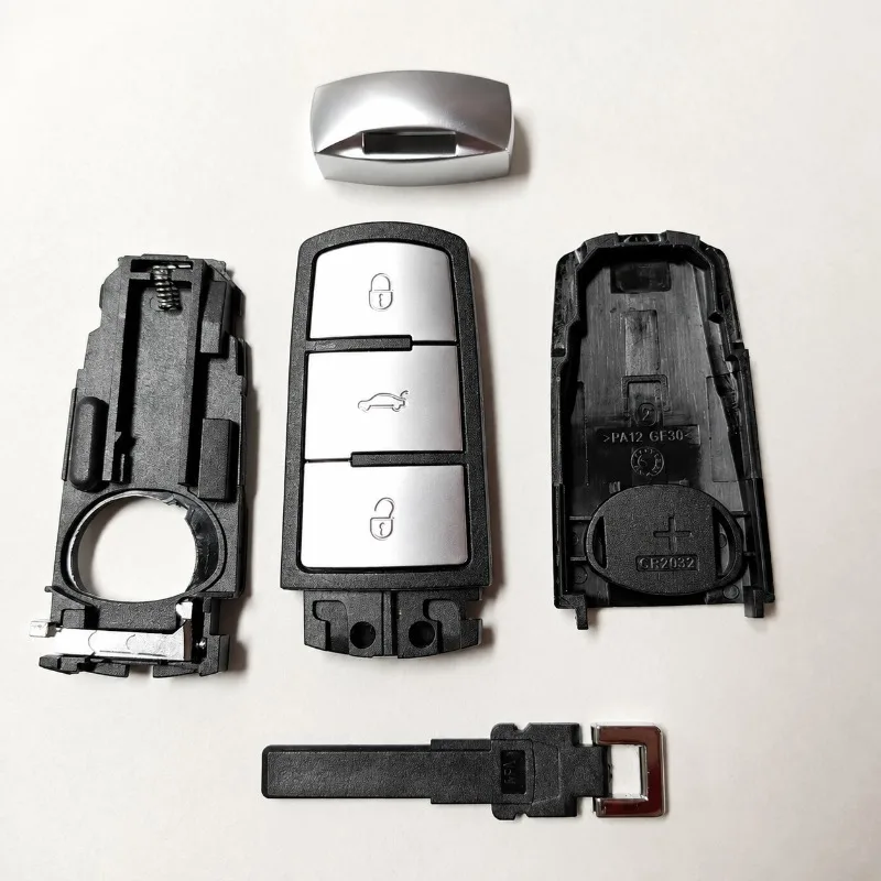 3 Button Smart Remote Key Fob Shell Replacement Case Cover, Uncut Blade Housing Protective Shell Compatible with VW CC Magotan