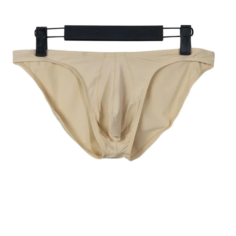 Ice Silk Bulge Briefs for Men Sexy Low Waist 3D U-Convex Pouch Underwear Bold Alluring Modern Ice Silk Seamless Quick Dry Tangas