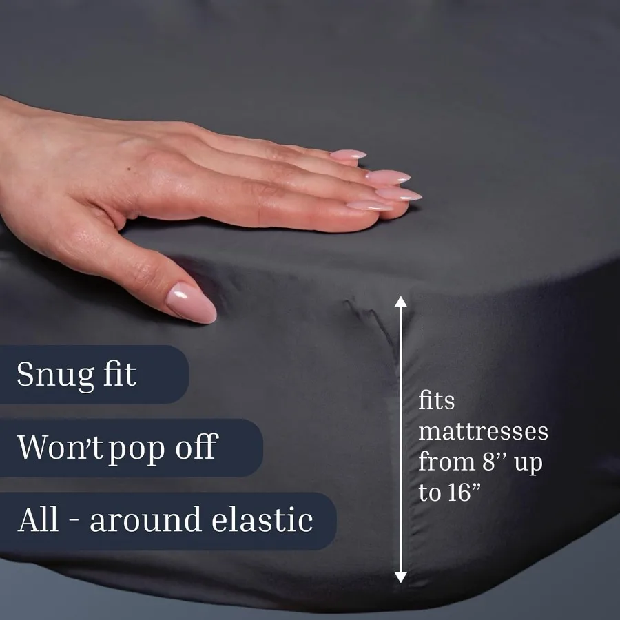 طقم ملاءات سرير مقاس كوين 4 قطع لغرف النوم الحديثة تتضمن ملاءة مسطحة 90 × 102 بوصة ملاءة مقاس 60 × 80 بوصة كيس وسادتين 2