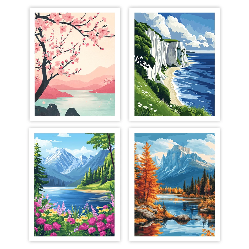 

GATYZTORY Diy Oil Painting By Numbers Simple natural scenery Markers By Numbers Canvas Picture Acrylic Paint Framed Wall Art Kit