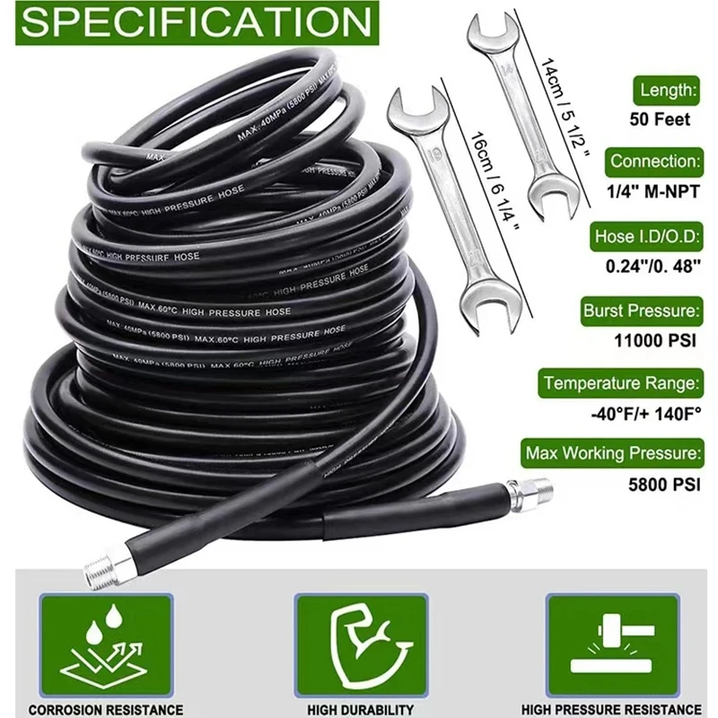 Imagem -02 - Mangueira de Limpeza de Drenagem de Esgoto Kit de Limpeza de Tubulação Lavadora de Pressão Mangueira de Lavagem de Carro Karcher k2 k3 k4 k5 k6 k7 5m30m