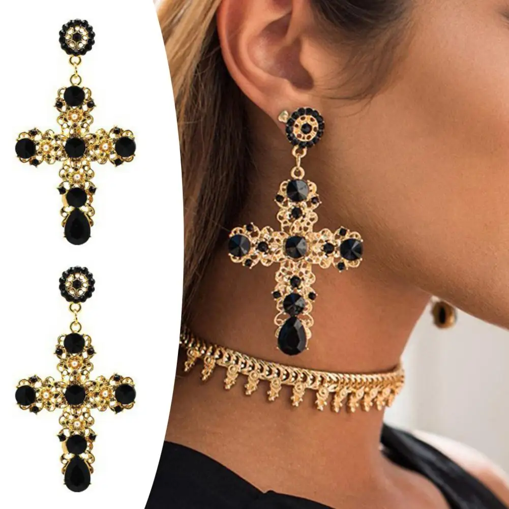 Женские Ретро серьги-кресты в стиле барокко, готические серьги-капельки, европейские аксессуары, американские и преувеличенные индивидуальные серьги в стиле ретро, модель F5F7