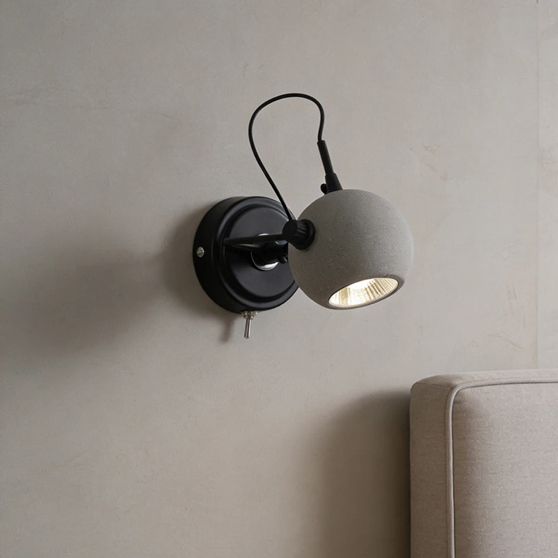 Industrial Style Micro Cement Wall Lamp 220V 110V Exhibition Hall Living Room Bedroom Bedside Wall Light for Corridor Entrance